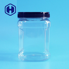 Stackable βάζα πιασιμάτων του Mason PET τετραγωνικά σαφή πλαστικά με τη στρογγυλή συσκευασία τροφίμων μπισκότων καπακιών