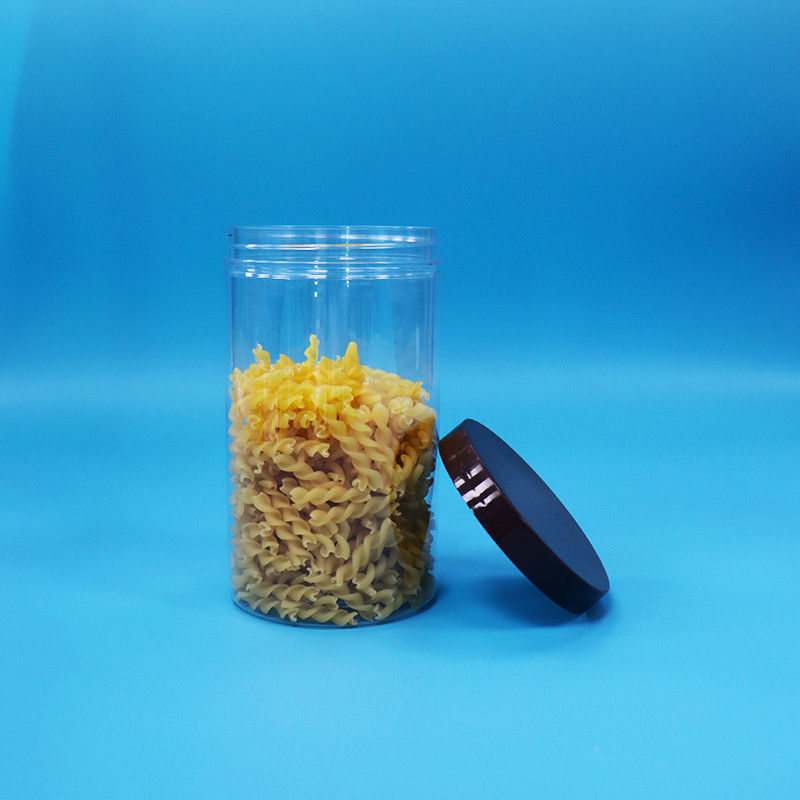 Πλαστικό Διαφανές ΠΕΤ Σνακ Τρόφιμα Γλυκά καρύδια Βάζο με μαύρο κανονικό βρόχο Top Cap