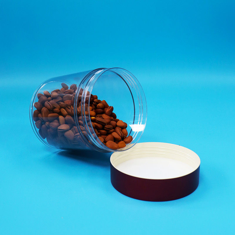 Απαλλαγμένο από BPA Γλυκό Cookie Nuts Τροφική ποιότητα PET Διαφανές πλαστικό βάζο βίδα Κόκκινο κάλυμμα