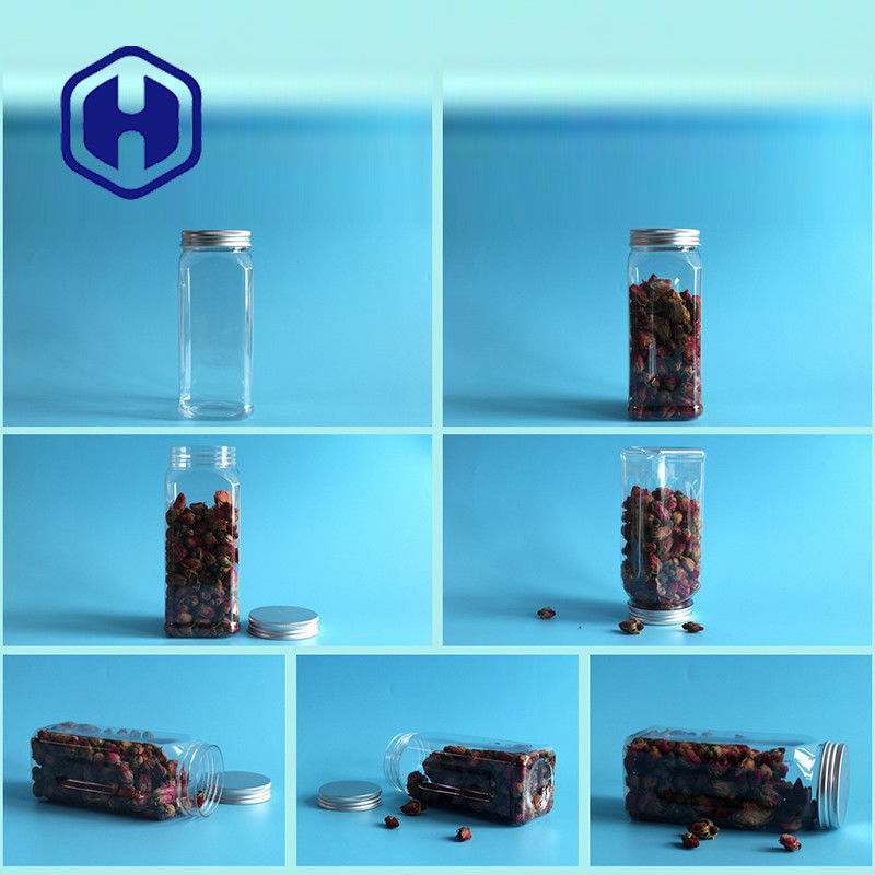 580ml τετραγωνικό πλαστικό βάζο της PET για την αεροστεγή ευρεία κεφαλή κοχλίου στοματικού κενή αργιλίου τροφίμων