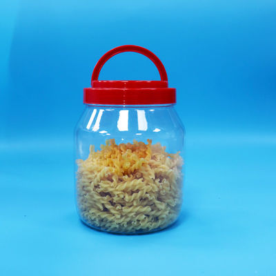Καραμέλα Cookie Wide Mouth PET Τροφική ποιότητα Διαφανές κυλινδρικό βάζο βίδα Κόκκινο κάλυμμα