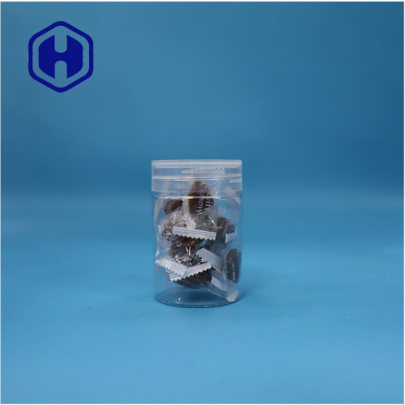 Στρογγυλό σχήμα Διαυγές πλαστικό PET γλυκά καραμέλες καρύδια πιπέρι βάζο επίπεδο βρόχο τοπίο κάλυμμα