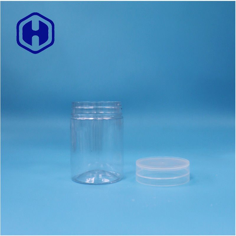 Στρογγυλό σχήμα Διαυγές πλαστικό PET γλυκά καραμέλες καρύδια πιπέρι βάζο επίπεδο βρόχο τοπίο κάλυμμα