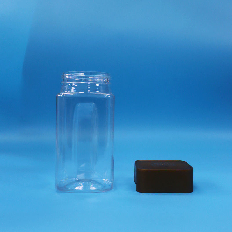 Διαφανές μπισκότα τροφή γλυκά τροφική ποιότητα PET τετραγωνικά πλαστικά δοχεία αποθήκευσης καπάκια βίδας