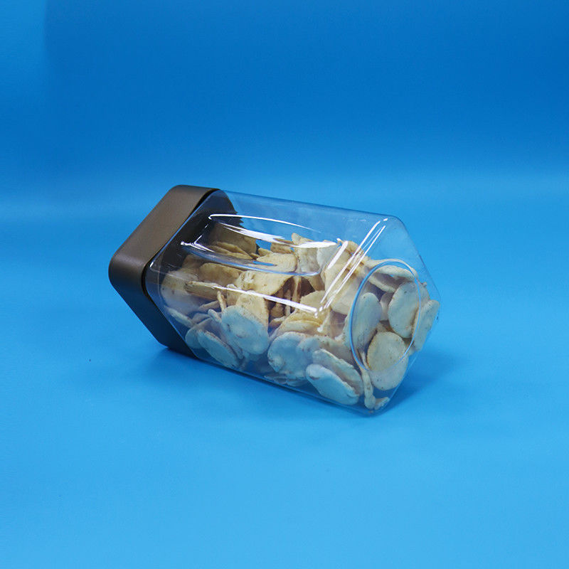 Διαφανές μπισκότα τροφή γλυκά τροφική ποιότητα PET τετραγωνικά πλαστικά δοχεία αποθήκευσης καπάκια βίδας