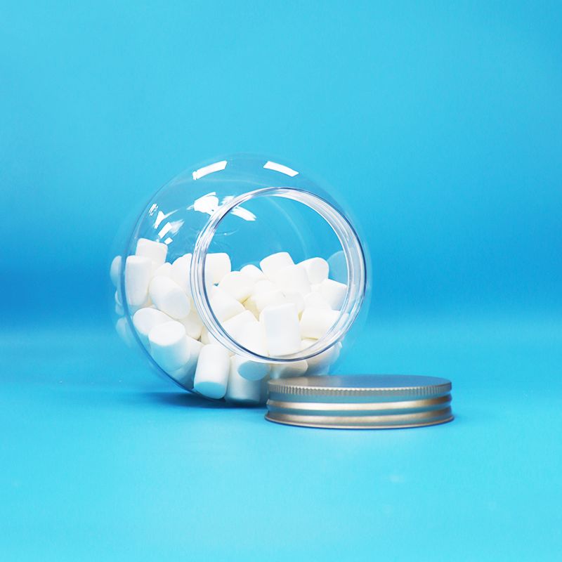 Αλουμινένια βιδωτά καπάκια Διαφανή πλαστικά PET Στρογγυλά βάζα για καραμέλες, ξηρούς καρπούς, καθημερινά τρόφιμα, φιλικά προς το περιβάλλον