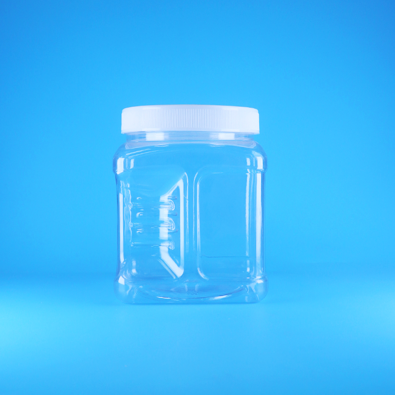 Τετράγωνο Άδειο PET Βιδωτό Καπάκι Διαφανή Πλαστικά Βάζα Λαβής Για Γλυκά Ξηρών Καρπών Φρούτων Βρεφικών Τροφών