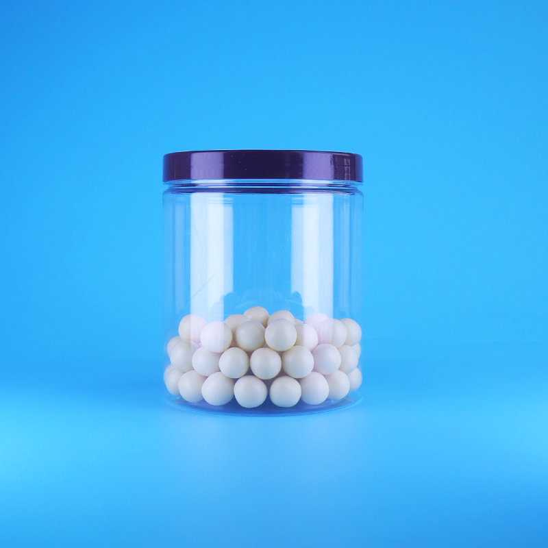 Διαφανή πλαστικά βάζα PET ψηλά στρογγυλά αεροστεγή για τρόφιμα, για γλυκά και ξηρά τρόφιμα, με βιδωτό επίπεδο καπάκι