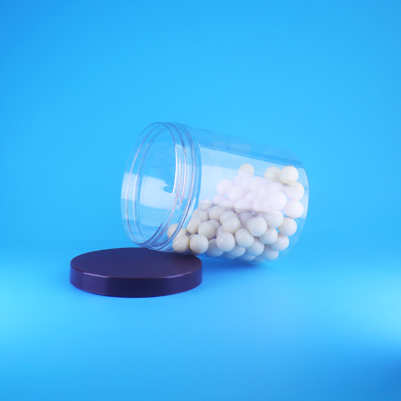 Διαφανή πλαστικά βάζα PET ψηλά στρογγυλά αεροστεγή για τρόφιμα, για γλυκά και ξηρά τρόφιμα, με βιδωτό επίπεδο καπάκι