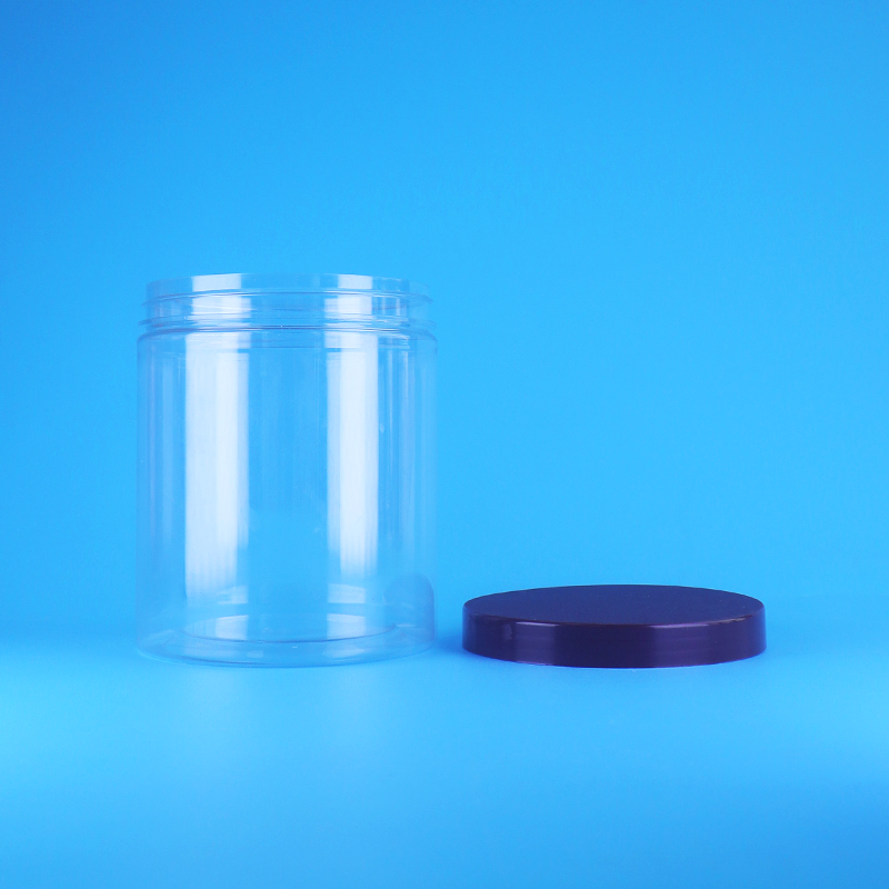Διαφανή στρογγυλά πλαστικά βάζα PET με επίπεδο καπάκι με βίδα, στεγανά, για γλυκά αποξηραμένα φρούτα, χωρίς BPA, προσαρμοσμένο σχέδιο για αποξηραμένα τρόφιμα