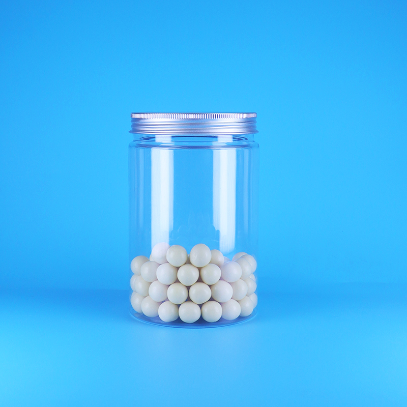 Διαφανές Πλαστικό Βάζο PET με Φαρδύ Στόμιο για Βρεφικά Τρόφιμα, Καραμέλες, Ψηλό Στρογγυλό, με Επίπεδο Αλουμινένιο Καπάκι