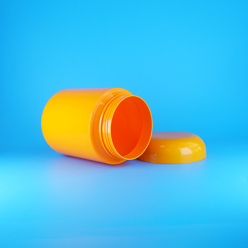 Αεροστεγή Πορτοκαλί Στρογγυλά Πλαστικά PET Δοχεία για Μπισκότα, Μαλλί της Γριάς, Βίδωμα, Πορτοκαλί Καπάκι