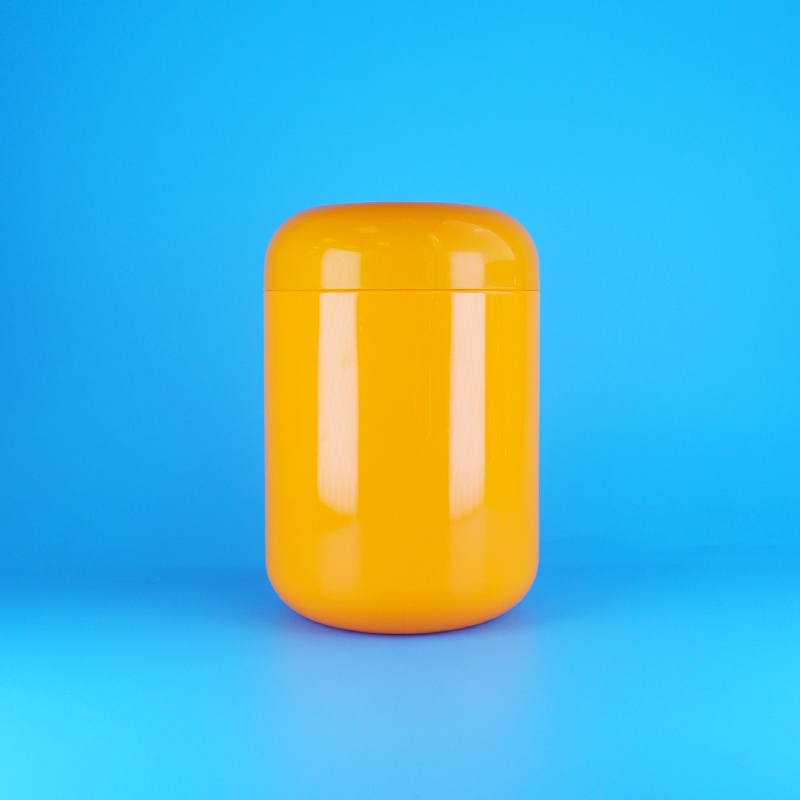 Αεροστεγή Πορτοκαλί Στρογγυλά Πλαστικά PET Δοχεία για Μπισκότα, Μαλλί της Γριάς, Βίδωμα, Πορτοκαλί Καπάκι