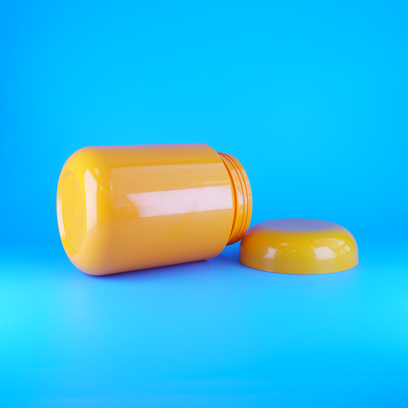 Αεροστεγή Πορτοκαλί Στρογγυλά Πλαστικά PET Δοχεία για Μπισκότα, Μαλλί της Γριάς, Βίδωμα, Πορτοκαλί Καπάκι