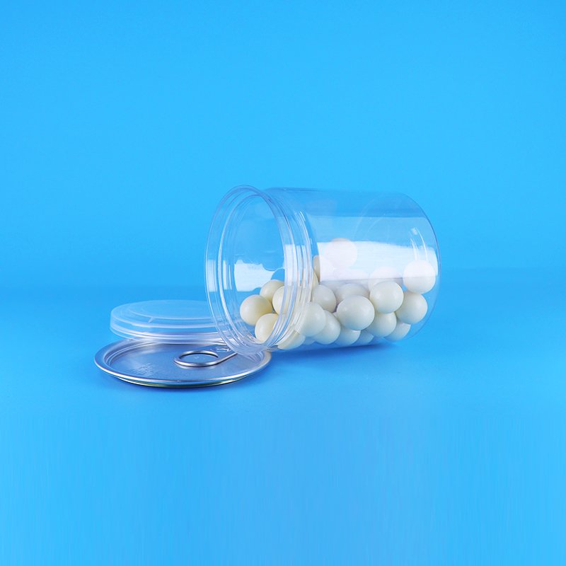 Διαρροή απρόσκοπτη Εύκολο ανοιχτό καπάκι Διαυγές στρογγυλό σνακ Γλυκά ΠΕΤ πλαστικά κονσέρβες συσκευασία τροφίμων