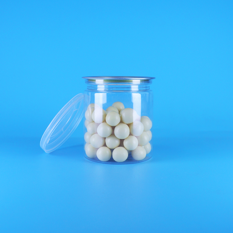 Διαρροή απρόσκοπτη Εύκολο ανοιχτό καπάκι Διαυγές στρογγυλό σνακ Γλυκά ΠΕΤ πλαστικά κονσέρβες συσκευασία τροφίμων