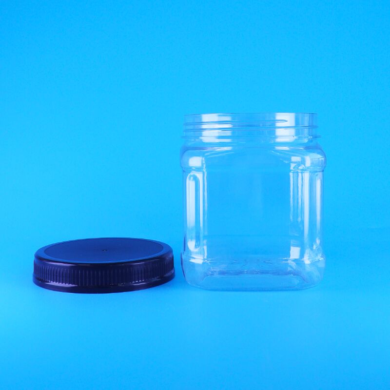 Τετράγωνο Διαφανές Πλαστικό Δοχείο με Βιδωτό Καπάκι για Σνακ, Σταφίδες, Φασόλια, Κουκουνάρια