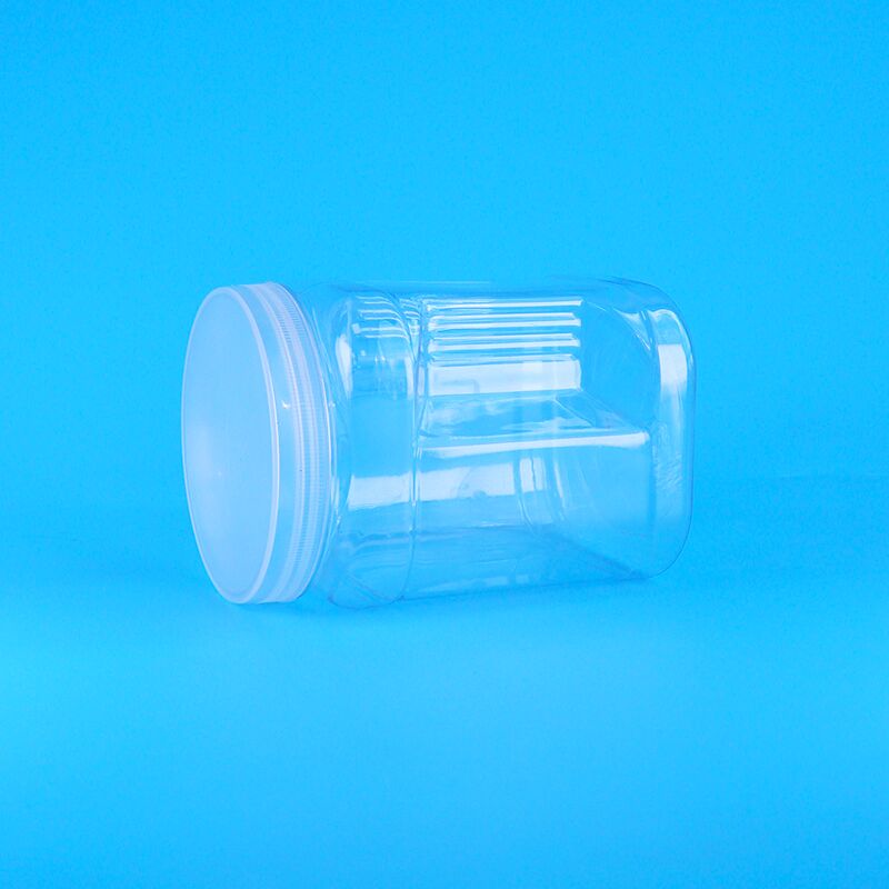 Τετράγωνο Διαφανές πλαστικό αποθήκευση κατοικίδιο λαβή αρκούδα μπισκότα γάλα χρονοδιάγραμμα μπισκότα βατόμουρο βάζα