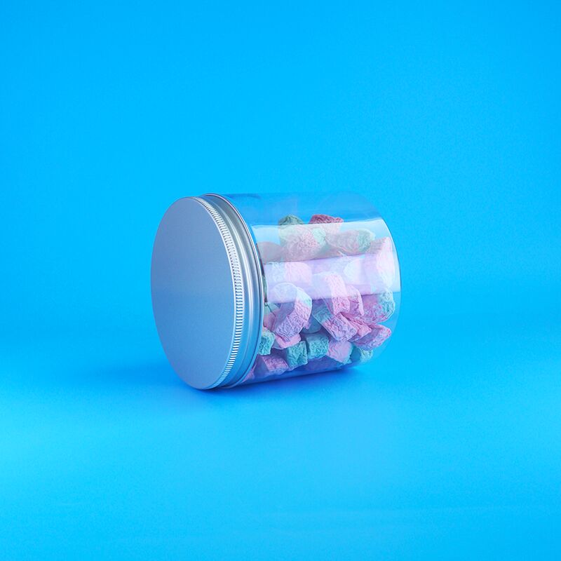 Στρογγυλό Αλουμίνιο Εύκολο Ανοιχτό Καπάκι Τρόφιμα Καραμέλες Μπισκότα Γιασμίνι Τσάι Πλαστικό Διαφανές βάζο PET