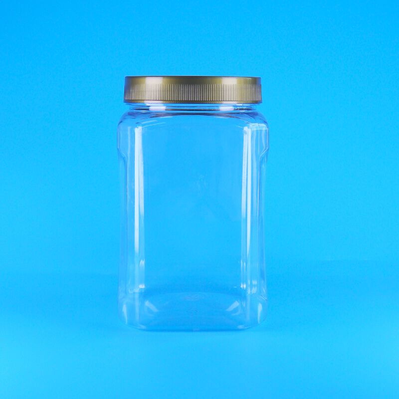 ΠΕΤ τετραγωνικό σχήμα διαφανές Καφέ Κεπάκι πλαστικό Τροφικά μπισκότα Αμύγδαλο