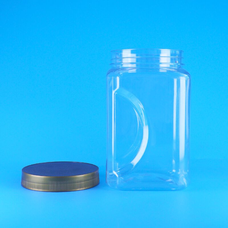 ΠΕΤ τετραγωνικό σχήμα διαφανές Καφέ Κεπάκι πλαστικό Τροφικά μπισκότα Αμύγδαλο