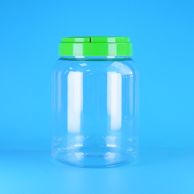 Διαφανές πλαστικό βάζο με καπάκι βίδας για φόρτωση τροφίμων, καφέ, καραμέλας, αποξηραμένων τροφίμων, PET, στρογγυλό