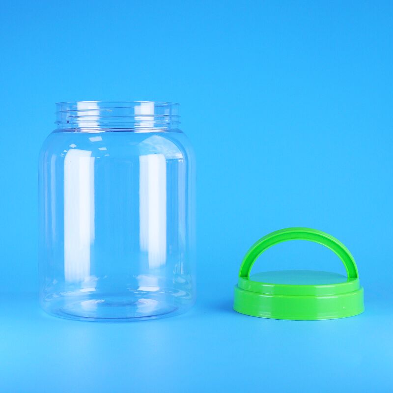 Διαφανές πλαστικό βάζο τροφίμων με επίπεδο καπάκι για καφέ, καραμέλες, λοτούς, παιδικές τροφές, PET, στρογγυλό