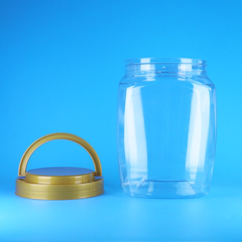 Διαφανές τετράγωνο χερούλι επίπεδο καπάκι πλαστικό PET γλυκά μπισκότα στεγνό φαγητό βρέφη μπουκάλια τροφή