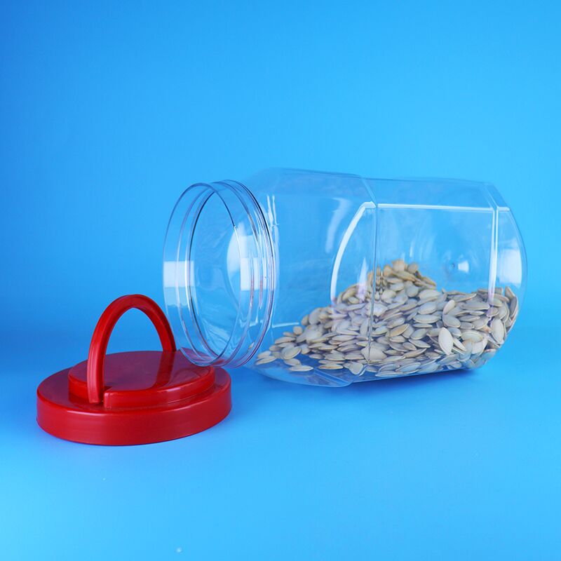 Χωρίς BPA 2100ml χωρητικότητα PET πλαστικό βάζο με βρόχιο καπάκι για αποθήκευση γλυκών και μπισκότων