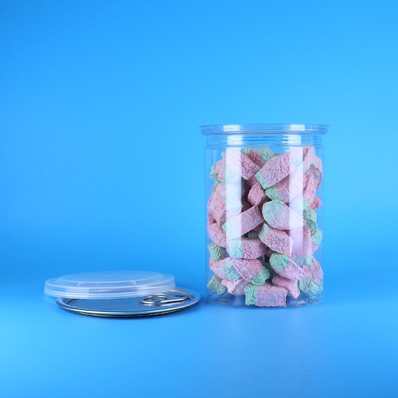 Διαρκής τροφική ποιότητα PET Διαφανή δοχεία Αποθήκευση κέικ μπισκότα Καραμέλες με εύκολο ανοιχτό καπάκι