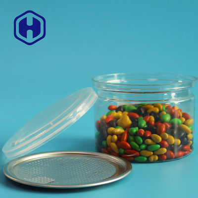 Το σκυλί γατών μεταχειρίζεται τα πλαστικά εύκολα ανοικτά δοχεία μπισκότων με τα τρόφιμα της Pet γύρω από 250ml 60mm ύψος