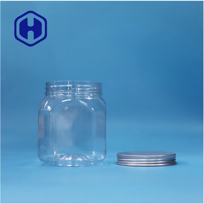 Πολυγώνιο σχήμα Διαφανές πλαστικό μπισκότα Rock Candy Nuts Sugar Jar Αλουμινίου Πάνω Κέπα