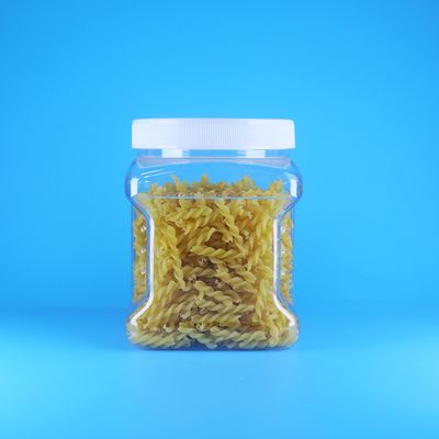 Διαφανή τετράγωνα PET βάζα με πλαστικό καπάκι με βίδα για σφουγγαράκια, μπισκότα