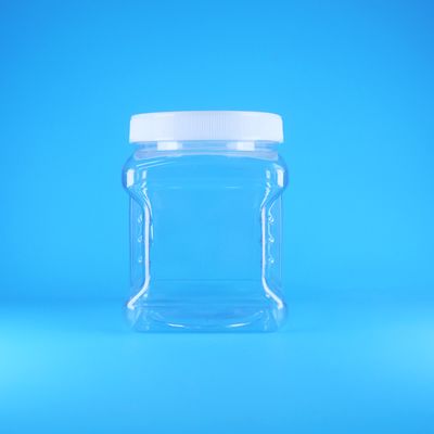 Τετράγωνο Άδειο PET Βιδωτό Καπάκι Διαφανή Πλαστικά Βάζα Λαβής Για Γλυκά Ξηρών Καρπών Φρούτων Βρεφικών Τροφών
