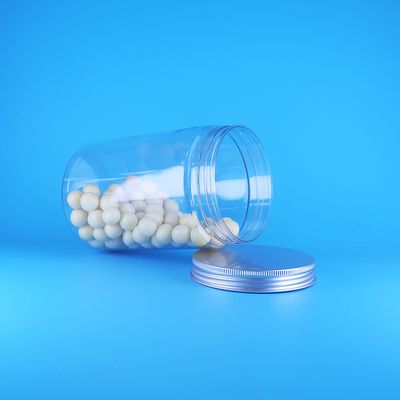 Διαφανές Πλαστικό Βάζο PET με Φαρδύ Στόμιο για Βρεφικά Τρόφιμα, Καραμέλες, Ψηλό Στρογγυλό, με Επίπεδο Αλουμινένιο Καπάκι