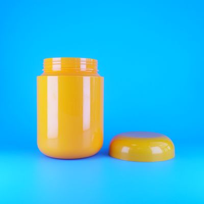 Διαφανή Πλαστικά Βάζα PET με Καπάκι Βιδωτό Επίπεδο Πορτοκαλί για Τρόφιμα, Μπισκότα, Καραμέλες