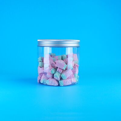 Στρογγυλό Αλουμίνιο Εύκολο Ανοιχτό Καπάκι Τρόφιμα Καραμέλες Μπισκότα Γιασμίνι Τσάι Πλαστικό Διαφανές βάζο PET