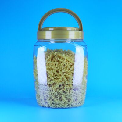 Τροφική ποιότητα Διαφανές τετράγωνο χερούλι κάλυμμα πλαστικό PET γλυκά μπισκότα παιδιά βάζα τροφίμων